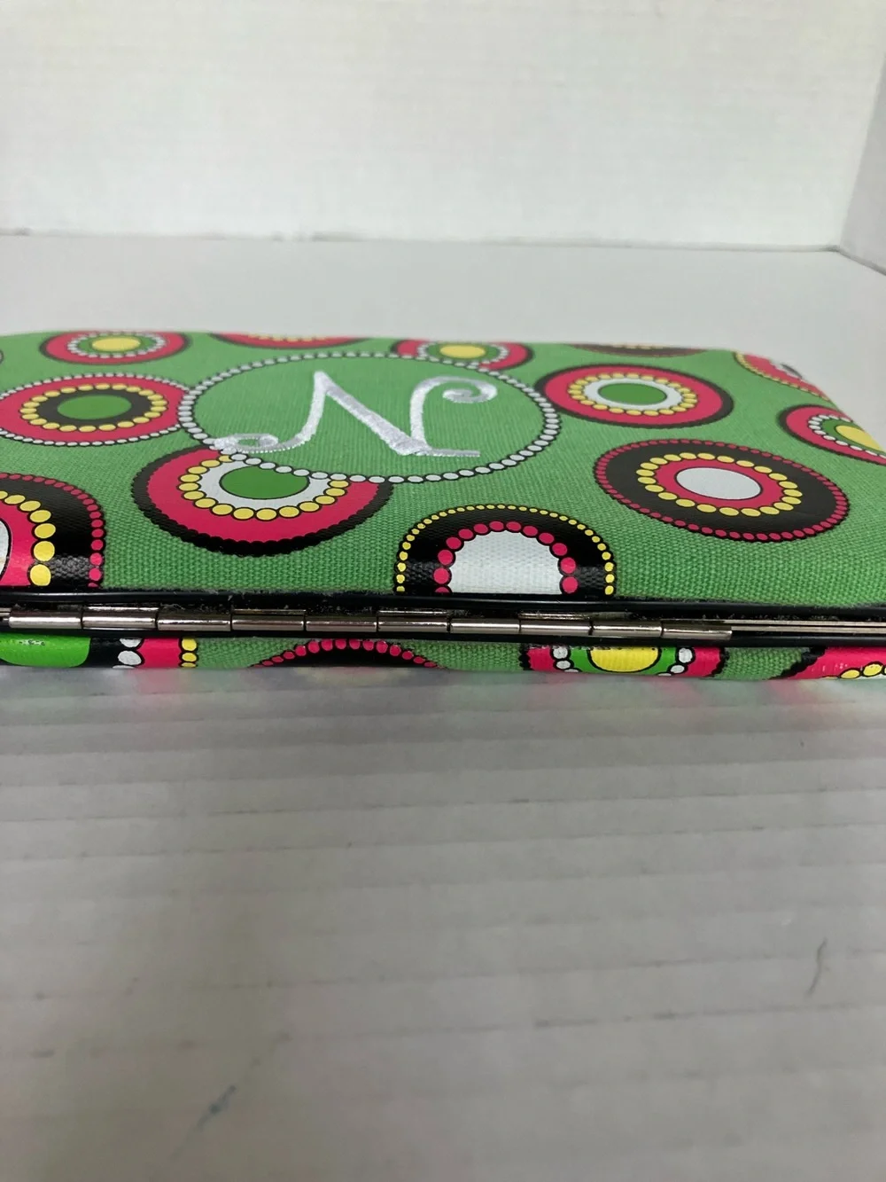 MSC‎ Monogrammed 'N'  - Bright Green with Pink & Yellow Circles 4.5x7.5”